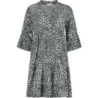 DENIMFY Sommerkleid Damen Kleid DFFrida A-Linie 3/4 Arm Freizeitkleid mit V-Ausschnitt aus 100% Viskose