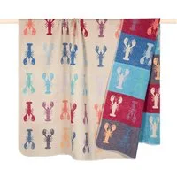 Wohndecke LOBSTER, PAD, Made in Europe, Wendefunktion, gestreift, Motiv Hummer, 150x200 cm