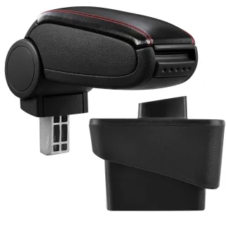 Armlehne Mittelarmlehne  Leder Bezug Schwarz / Rot für Audi A1 8X + Sportback