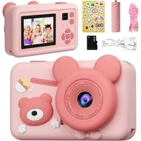 MOPUEA Kinderkamera mit Dualobjektiv, 32GB, 1080P, 2" Display Kinderkamera (inkl. Kinderkamera mit Dualobjektiv, 32GB Speicher und Zubehör, Dualobjektiv, 1080P Video, 26MP Fotos, Silikonhülle, 32GB)