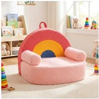 COSTWAY Kindersofa, Kindersessel gepolstert mit Griff, aus Teddystoff