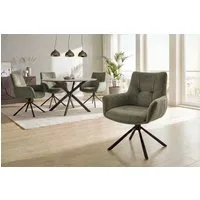 riess-ambiente Drehstuhl SIGNATURE moosgrün/schwarz - Vogue Velours Samt, Metall, mit Armlehne (Einzelartikel, 1 St), 360° drehbar & mit Taschenfederkern - ideal für Esszimmer & Büro