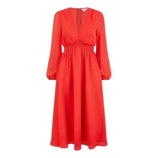 Yumi - Swing-Kleid für Damen, Midi, Dobby (Rot)