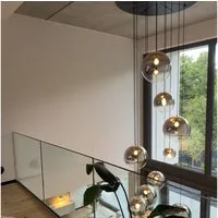 s.luce Pendelleuchte Galerieleuchte Orb Glaskugel 5m Abhängung Gold/Klar
