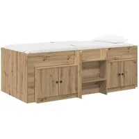 vidaXL Bett Loft Bettgestell mit Schrank 3 stk. Artisan-Eiche Holzwerkstoff (3-tlg)