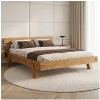 skølm Massivholzbett Hervar, Balkenbett aus Wildeiche geölt & lackiert, stabiles Bettgestell verfügbar in 140/180x200 cm, Holzbett
