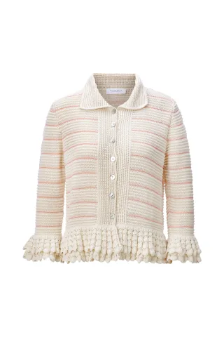 Rich & Royal - Cardi with Crochet Details pearl white - Gr. - S