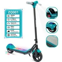 Vankel Elektro-Kinderroller E Scooter Kinder, ab 6 Jahren, 14km/h, Bunte LED-Lichter, Belastbarkeit 50 kg, mit Bluetooth, E-Bremse, 10km Rechweite