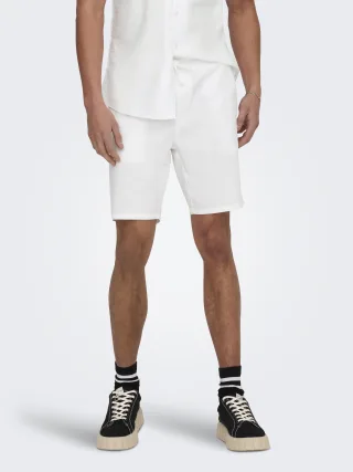 ONLY&SONS - ONSLINUS 0007 COT LIN SHORTS NOOS bright white - Gr. - L