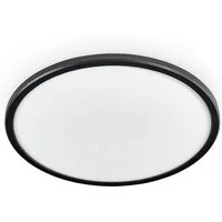 hofstein Deckenleuchte runde Deckenlampe aus Kunststoff in Schwarz/Weiß, LED wechselbar, 3000 Kelvin, Leuchte im modernen Design, dimmbar über Lichtschalter, 22 Watt