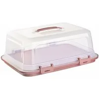 Engelland Kuchentransportbox mit Griff, Deckel und 4-fach Klick-Verschluss, rechteckig, Kunststoff, (L 44 x B 35 x H 17,50 cm, BPA-frei), spülmaschinengeeignet, lebensmittelecht, Stückeinteilungshilfe