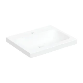 Geberit iCon Aufsatz-Waschtisch 501847006 60x48cm, Hahnloch mittig, ohne Überlauf, für Arbeitsplatte, weiß KeraTect