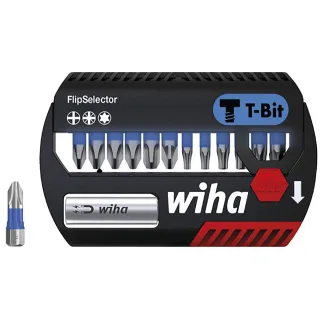Wiha Bit Set FlipSelector T-Bit 25 mm Phillips, Pozidriv, TORX 13-teilges Set 1/4 zoll C6,3 - 6 Stück - 41824