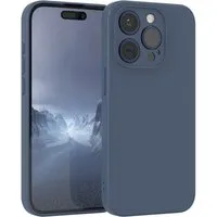 EAZY CASE Handyhülle für Apple iPhone 15 Pro Hülle Silikon 6,1 Zoll, Handy Softcase mattierte Silikonhülle Back Cover Soft Blau / Petrol