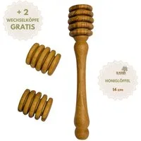 Kassis Geschenkartikel Servierlöffel Olivenholz Honiglöffel mit zwei Ersatzköpfen Honigdreher Teezubehör, Handgefertigt in Bethlehem, Honigheber für Teeliebhaber, Honigspirale