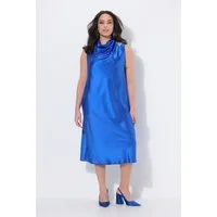 Ulla Popken Cocktailkleid Satin-Midikleid Ziersteine Stehkragen ärmellos