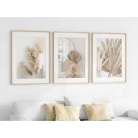 JUSTGOODMOOD Poster Pampasgras Beige Spiegel Wandbilder Wohnzimmer Schlafzimmer Deko Print, E (1 St)