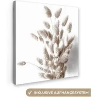 OneMillionCanvasses® Leinwandbild Pflanzen - Federn - Weiß, Fotodruck (1 St), Schlafzimmer Deko Aesthetic, Bilder über Bett, 20x20 cm