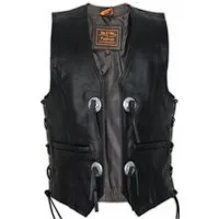 MDM Lederweste Conchos Chopper Lederweste in schwarz Western Lederweste