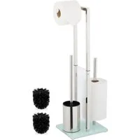 relaxdays WC-Garnitur Stehende WC Garnitur Edelstahl & Glas