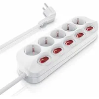 BEARWARE 5 Fach Mehrfachsteckdose mit EIN AUS Schalter, Netzkabel 1,5 m, IP20 Steckdosenleiste 5-fach (Ein- / Ausschalter, Schalterbeleuchtung, Schutzkontaktstecker, Kindersicherung, Überspannungsschutz, Kabellänge 1,50 m), Schutzkontaktsteckdosen mi