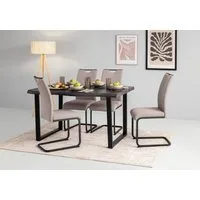 HELA Essgruppe GISELLE Esszimmer, Essgruppe, Sitzgruppe, (Set, 5-tlg., 5er Set, Tisch plus 4 Stühle), Esstisch U-Gestell Metall, Tischplatte mit Baumkante, OTTOs Choice