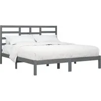 vidaXL Bett Massivholzbett Grau 200x200 cm