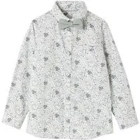 vertbaudet Kurzarmhemd Jungen Hemd mit Fliege, Blumenmuster mit Fliege, Blumenmuster