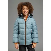 Bruno Banani Outdoorjacke BRUNO BANANI Steppjacke mit modischen Rib-Bündchen Warme Jacke mit Kapuze, Fleecefutter, windabweisend, wasserabweisend