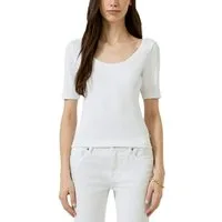 QS Rundhalsshirt Sommershirt mit weitem Rundhals vorn und hinten