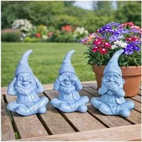 Online-Fuchs Gartenfigur für draußen - 3er Set lustige Gartenzwerge - Deko Figuren, 16 cm groß, (wetterfest, moderne knallige Farben), Geschenkidee für Frühling, Sommer und Herbst