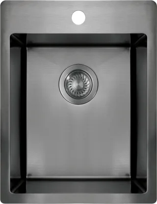 Neuesbad Edelstahl SINKS, Titan, 1-Becken, 390X505X200 mit FITTING NB1DEZPOD10E1