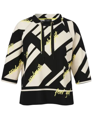 VIA APPIA DUE - Sweatshirt Kelchkragen 3/4 Arm Druck schwarz multicolor - Gr. - 52