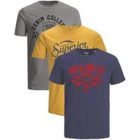 Jack & Jones Print-Shirt Bequemes Slimfit Shirt (Spar-Set, 3er-Pack) in Unifarbe mit Print