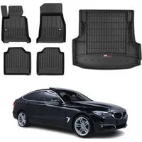 OMAC Auto-Fußmatten Kofferraumwanne Set für BMW 3er F34 2013-2020 Gummi Schwarz 5x (5 St), für BMW 3er GT F34 2012-2023 BMW 3er GT F34 2012-2023, Einfache Installation,Antirutsch,Leicht zu reinigen