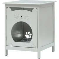 GarveeMore Nachttisch Katzenhaus, Nachttisch,2-in-1-Design für ein gemütliches Zuhause
