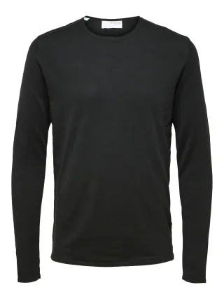 SELECTED MEN - SLHROME LS KNIT CREW NECK NOOS black - Gr. - L