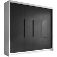 A&J MöbelLand GmbH Drehtürenschrank viertüriger Kleiderschrank mit Schubladen und Metallgriffen. (Geräumiger vier¬türiger Kleiderschrank mit Schubladen und Metallgriffen. Geräumiger Schrank mit einer Breite von 200 cm und Schubladen, ideal zur Aufbew