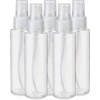 CK Verpackung GmbH Sprühflasche 5x Kunststoffflasche PET transparent 100 ml mit Zerstäuber leer klar, (Set x5)
