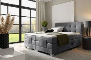 Boxspringbett Elektrisch Bett FRANCO 180x200cm in Stoff Fresh Grau