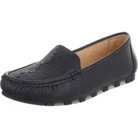 Ital-Design Damen Slipper mit erhöhtem Tragekomfort und Luftdurchlässigkeit Slipper (91512546) Flach Mokassins in Dunkelblau