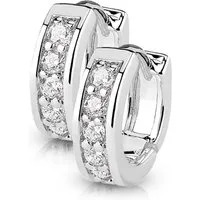 BUNGSA Creolen-Set silberne Creolen Kristalle aus Edelstahl Damen (1 Paar (2 Stück), 2-tlg), Ohrschmuck Ohrringe