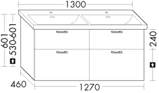 Burgbad Waschtischunterschrank System 30 Preisgruppe 1 Aqua 601x1270x460 Eiche Dekor Rost WYLH127F6317