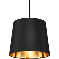 meineWunschleuchte Pendelleuchte mit E27 Stoffschirm Schwarz Gold Ø 30cm, ohne Leuchtmittel, Designklassiker Esstisch-Lampe hängend einflammig, Esszimmerlampe
