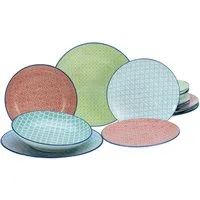 CreaTable Teller-Set Mediterran (12-tlg), 4 Personen, Steinzeug, Teller Set, traditionelle, keramische Motive