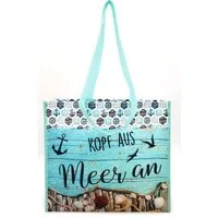 ELLUG Einkaufsshopper Maritime laminierte Einkaufstasche „Kopf aus Meer an“ 45*40*15cm, 4 Henkel