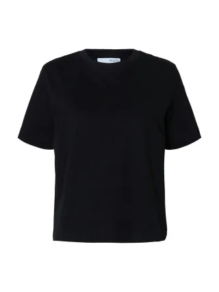 selected women - SLWESSENTIAL SS BOXY TEE NOOS Black - Gr. - M