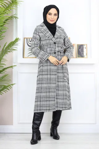 Kariert Chanel Kaschmir Mantel Schwarz