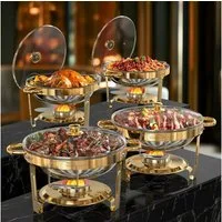 Warmounts Speisenwärmer, (4-tlg), Chafing Dish Speisenwärmer Set, rund, Edelstahl, Buffet Warmhalte-Set