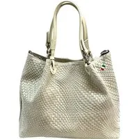 FLORENCE Handtasche Florence Umhängetasche Damen Handtasche (Handtasche), Damen Handtasche, Umhängetasche Leder, beige ca. 31cm x ca. 28cm